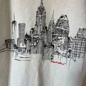 J Crew Manhattan White Graphic Shirt Size XS
